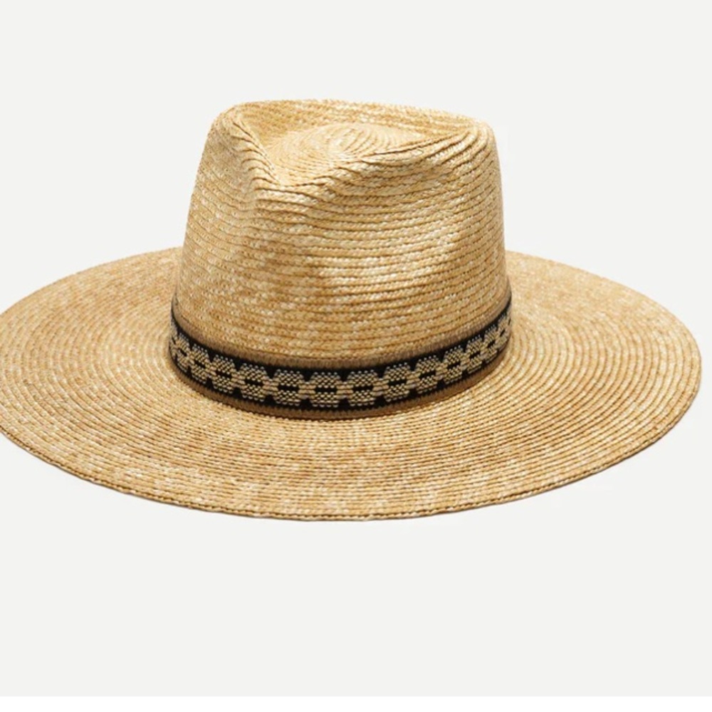 Wyeth by Todd Magill Natural Straw Wide-Brim Fedora with Black Accent Band
